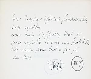 Bild des Verkufers fr Lulle. L'arbre de philosophie d'amour. Le livre de l'ami et de l'aim. Choix de textes philosophiques et mystiques. Introduction, traduction et notes par Louis Sala-Molins. (ENVOI AUTOGRAPHE SIGNE A VLADIMIR JANKELEVITCH). zum Verkauf von Librairie HATCHUEL