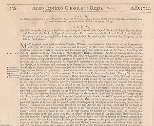 South Sea Bubble : National Debt Act 1720 c. 5. An Act to Enable The South Sea Company to Ingraft...