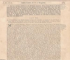 c.17. An Act for Assuring to The English Company Trading to The East Indies, a Longer Time in The...