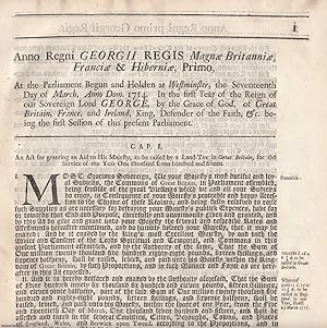 Land Tax Act 1714 c.1. An Act for Granting an Aid to His Majesty, to be Raised by a Land-Tax in G...