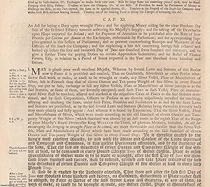 Plate Duty Act 1719 c. 11. An Act for Laying a Duty Upon Wrought Plate; and for Applying Money Ar...