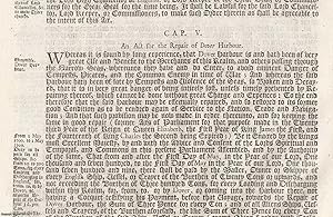 Dover Harbour Act 1698 c. 5. An Act for The Repair of Dover Harbour.