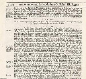 Ale Measures Act 1698 c. 15. An Act for The Ascertaining The Measures for Retailing Ale and Beer.