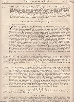 Union with Scotland Act 1706 c. 8. An Act for an Union of The Two Kingdoms of England and Scotland.