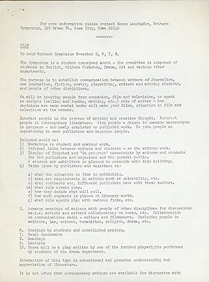 Seller image for TYPED LETTER SIGNED (TLS). 1 page, dated 18 March 1971, to Ace Books, Inc. On 8 1/2 x 11-inch sheet with University of Iowa letterhead for sale by Currey, L.W. Inc. ABAA/ILAB