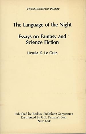 Bild des Verkufers fr THE LANGUAGE OF THE NIGHT: ESSAYS ON FANTASY AND SCIENCE FICTION zum Verkauf von Currey, L.W. Inc. ABAA/ILAB