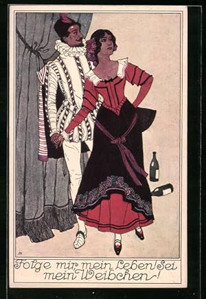 Bild des Verkufers fr Ansichtskarte Wiener Mozart-Gemeinde, Don Juan-Serie: Don Juan und Zerline, Folge mir mein Leben! Sei mein Weibchen! zum Verkauf von Bartko-Reher