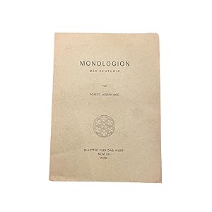 Imagen del vendedor de MONOLOGION DER CENTURIO: BLTTER FR DAS WORT HEFT IV. a la venta por Nostalgie Salzburg