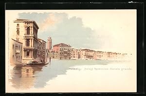 Bild des Verkufers fr Artista-Cartolina Venedig, Palast Rezzonico, Canale Grande zum Verkauf von Bartko-Reher