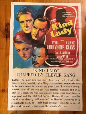 Imagen del vendedor de Knd Lady One Sheet 1951 Ethel Barrymore, Maurice Evans, Angela Lansbury a la venta por AcornBooksNH