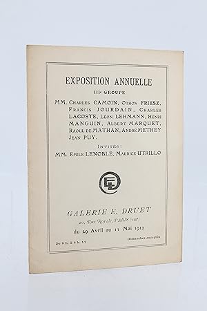 Catalogue de l'exposition annuelle IIIe groupe à la Galerie E. Druet