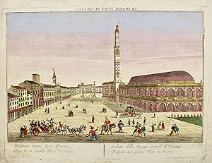 Veduta della Piazza grande di Vicenza (titolo ripetuto in francese a sinistra).
