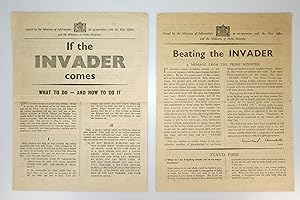 Bild des Verkufers fr If the Invader Comes & Beating the Invader A pair of original, early Second World War leaflets issued by the British Government in anticipation of England's invasion by Nazi Germany zum Verkauf von Churchill Book Collector ABAA/ILAB/IOBA