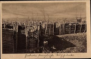 Foto Ansichtskarte / Postkarte Eroberte französische Stellung, Kriegsbeute, I. WK