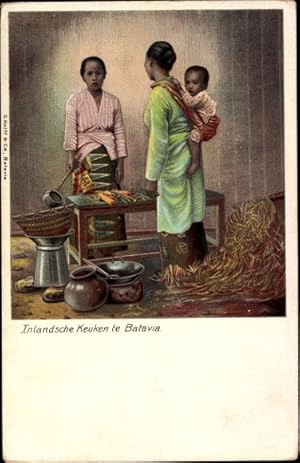 Bild des Verk�ufers f�r Ansichtskarte / Postkarte Batavia Jakarta Java Indonesien, Inlandsche Keuken zum Verkauf von akpool.de - akpool GmbH