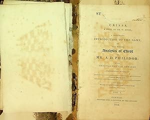 Seller image for Analysis of Chess, 1814, Caissa a poem by Sir W. Jones Vol.I & Vol II (2 books) for sale by OFKE / FKE