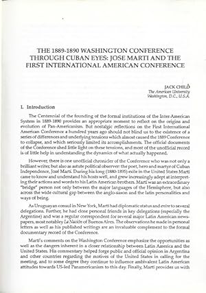 Seller image for The 1889-1890 Washington Conference through Cuban Eyes: Jose Marti and the First International American Conference (in Inter-American Review of Bibliography vol XXXIX no 4 1989) for sale by Black Rock Books