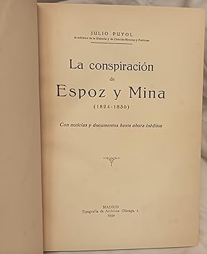 Imagen del vendedor de La conspiraci�n de Espoz y Mina (1824-1830). Con noticias y documentos hasta ahora in�ditos a la venta por LLIBRERIA RODES