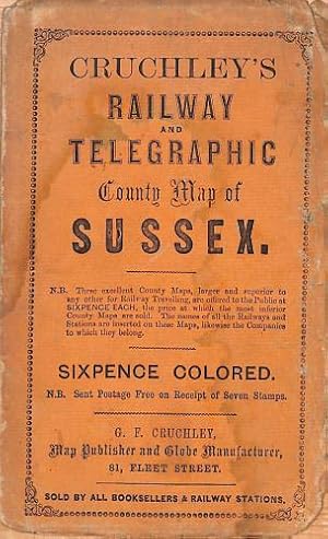 Image du vendeur pour Cruchley's Railway and Telegraphic County Map of Sussex mis en vente par WeBuyBooks