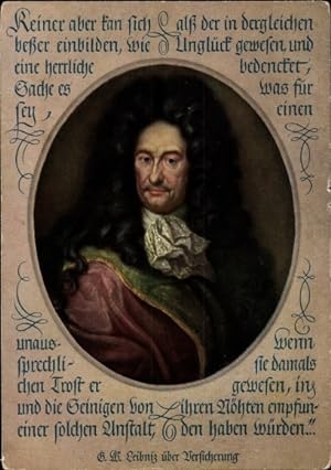 Künstler Ansichtskarte / Postkarte Gottfried Wilhelm Leibniz, Portrait, Reklame, Allianz Lebensve...