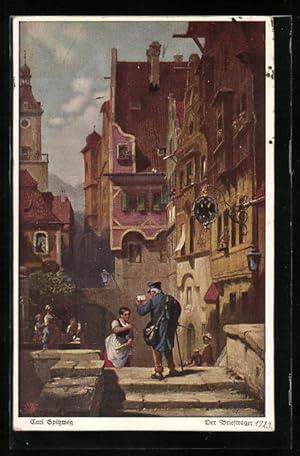 Bild des Verkufers fr Knstler-Ansichtskarte Carl Spitzweg: Der Brieftrger zum Verkauf von Bartko-Reher