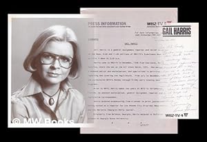 Seller image for One black and white photograph, typed biography and hand written note from Gail Harris of WBZ-TV4 for sale by MW Books