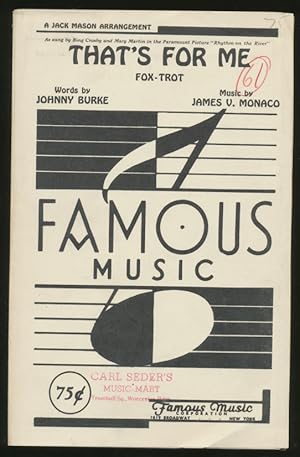 Bild des Verkufers fr Dance Orchestra Score: That's For Me (1940) zum Verkauf von CorgiPack