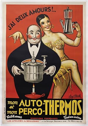 J'ai Deux Amours! mon Auto-Thermos et mon Perco-Thermos (Original poster advertising a French cof...