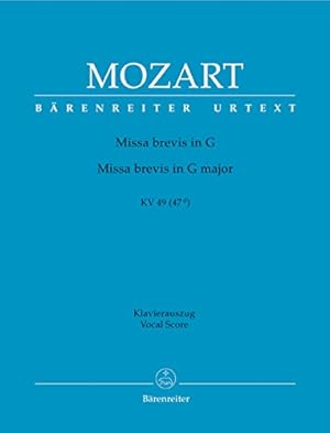 Bild des Verkufers fr Missa brevis in G major K.49 (Vocal Score) zum Verkauf von WeBuyBooks