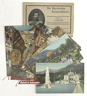 Immagine del venditore per Die Bayrischen K�nigschl�sser. Serie 4: Linderhof. 12 farb. Photochromie Ansichtskarten (9 Karten Linderhof, 3 Karten Schlo� Neuschwanstein). Original-Aufnahme und Verlag von Martin Herpich, M�nchen. venduto da Antiquariat MEINDL & SULZMANN OG