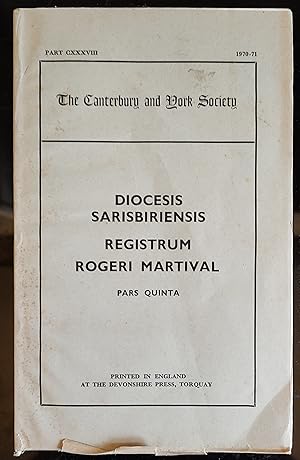 Immagine del venditore per Diocesis Sarisbiriensis Registrum Rogeri Martival Pars Quinta venduto da Shore Books