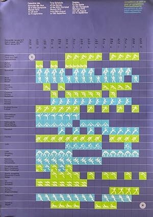 "München 1972" - Zeitplan Freiluftwettbewerbe und Hallenwettbewerbe.