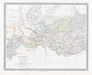 Image du vendeur pour 1850 PRUSSIA POLAND World Original Antique Map by Henry Teesdale (TNGA-17) mis en vente par Antique Paper Company