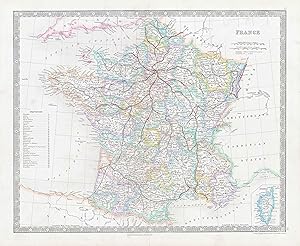 Bild des Verkufers fr 1850 FRANCE World Original Antique Map by Henry Teesdale (TNGA-12) zum Verkauf von Antique Paper Company