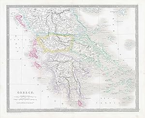 Image du vendeur pour 1850 GREECE World Original Antique Map by Henry Teesdale (TNGA-21) mis en vente par Antique Paper Company