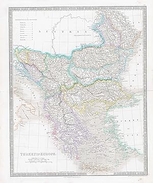 Bild des Verkufers fr 1850 TURKEY World Original Antique Map by Henry Teesdale (TNGA-20) zum Verkauf von Antique Paper Company