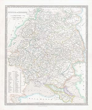 Bild des Verkufers fr 1850 RUSSIA IN EUROPE World Original Antique Map by Henry Teesdale (TNGA-9) zum Verkauf von Antique Paper Company