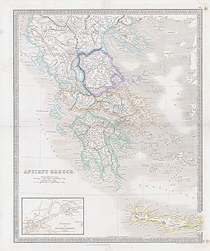Bild des Verkufers fr 1850 ANCIENT GREECE World Original Antique Map by Henry Teesdale (TNGA-42) zum Verkauf von Antique Paper Company
