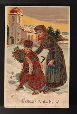 Hallowed be Thy Name Embossed Christmas Greetings Postcard