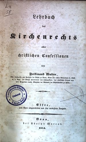 Bild des Verkufers fr Lehrbuch des Kirchenrechts aller christlichen Confessionen. zum Verkauf von books4less (Versandantiquariat Petra Gros GmbH & Co. KG)