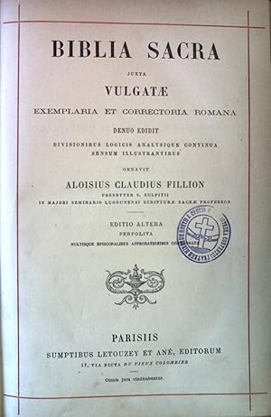 Imagen del vendedor de BIBLIA SACRA: juxta Vulgatae exemplaria et correctoria romana denuo edidit, divisionibus logicis analysique continua sensum illustrantibus. a la venta por books4less (Versandantiquariat Petra Gros GmbH & Co. KG)