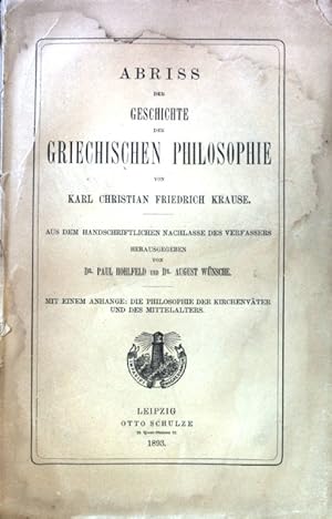 Bild des Verkufers fr Abriss der Geschichte der griechischen Philosophie. zum Verkauf von books4less (Versandantiquariat Petra Gros GmbH & Co. KG)