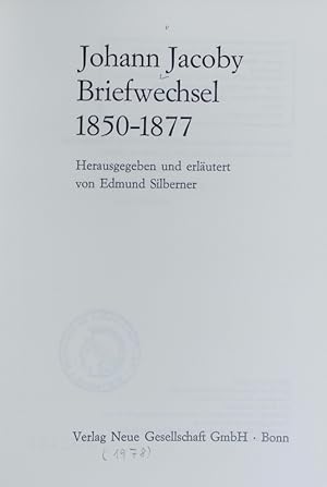 Bild des Verkufers fr Briefwechsel : 1850 - 1877. Verffentlichungen des Instituts fr Sozialgeschichte Braunschweig. zum Verkauf von Antiquariat Bookfarm