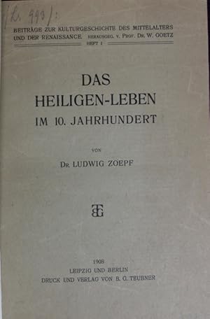 Imagen del vendedor de Heiligen-Leben im 10. Jahrhundert. Beitrge zur Kulturgeschichte des Mittelalters und der Renaissance ; 1. a la venta por Antiquariat Bookfarm