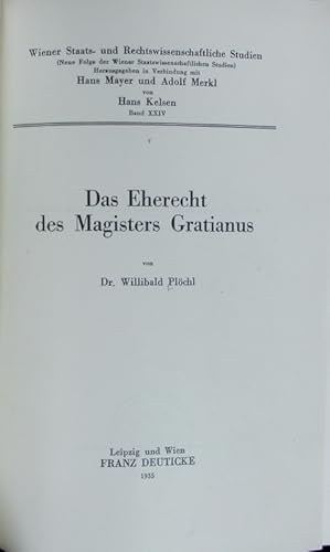 Imagen del vendedor de Eherecht des Magisters Gratianus. Wiener staats- und rechtswissenschaftliche Studien ; N.F. 24. a la venta por Antiquariat Bookfarm