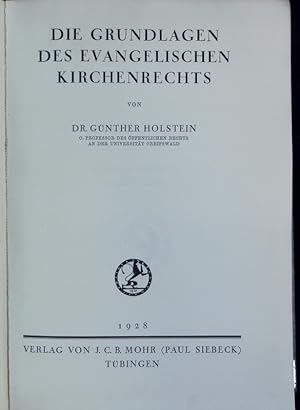 Bild des Verkufers fr Die Grundlagen des evangelischen Kirchenrechts. zum Verkauf von Antiquariat Bookfarm