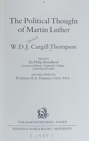Seller image for The political thought of Martin Luther. for sale by Antiquariat Bookfarm