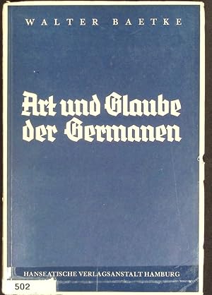 Bild des Verkufers fr Art und Glaube der Germanen. zum Verkauf von Antiquariat Bookfarm