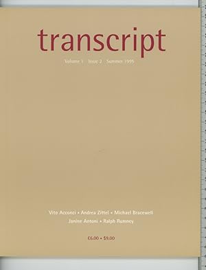 Seller image for Transcript: A Journal of Visual Culture, Volume One, Issue Two, Summer 1995 for sale by Joe Orlik Books