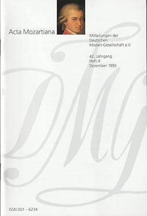 Seller image for ACTA MOZARTIANA 42. Jahrgang Heft 4 Dezember 1995 Mitteilungen der Deutschen Mozart-Gesellschaft e.V. for sale by Programmhefte24 Schauspiel und Musiktheater der letzten 150 Jahre